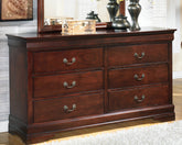 Prime Furniture - Ashley Furniture - Alisdair Bedroom - King Sleigh Bed / Reddish Brown - B376B8